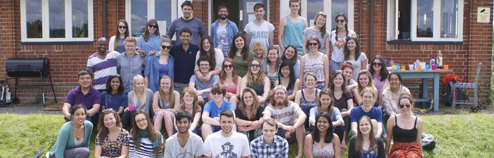 Student volunteers and staff at Hogacre Common, Oxford, in summer 2014.
