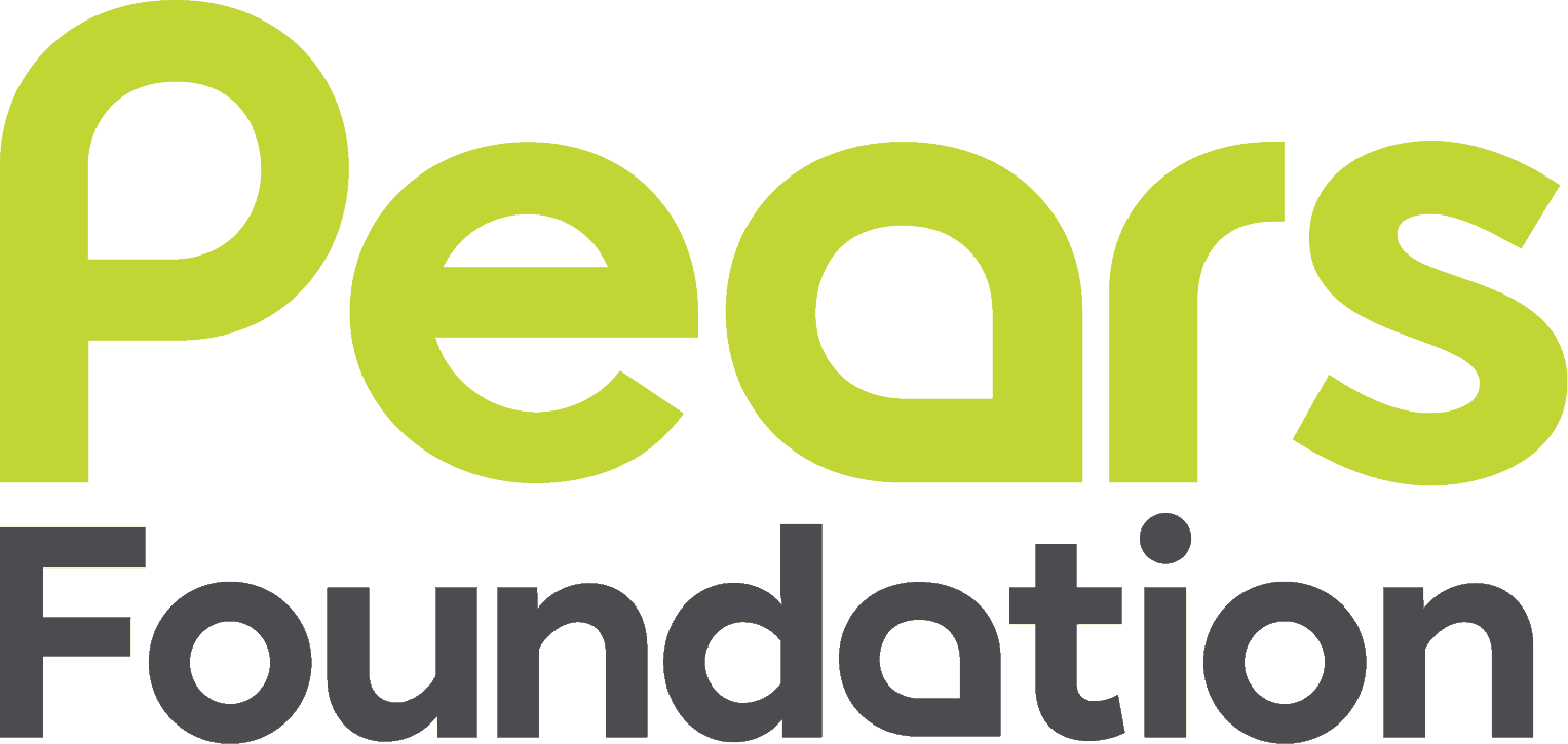 Logo, in green text reads 'Pears' in large. Below this is grey text 'Foundation'.