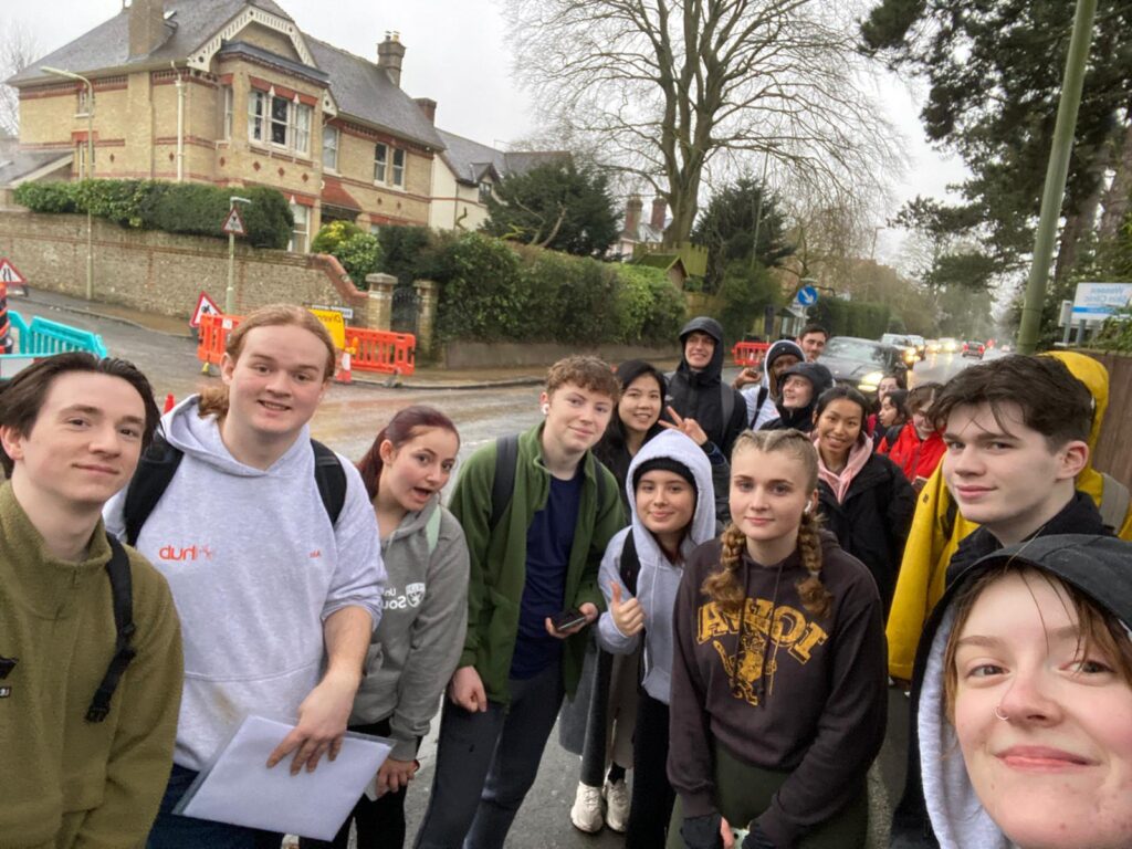 ID: a large group of Southampton Hub committee members pose for a selfie during their sponsored walk.